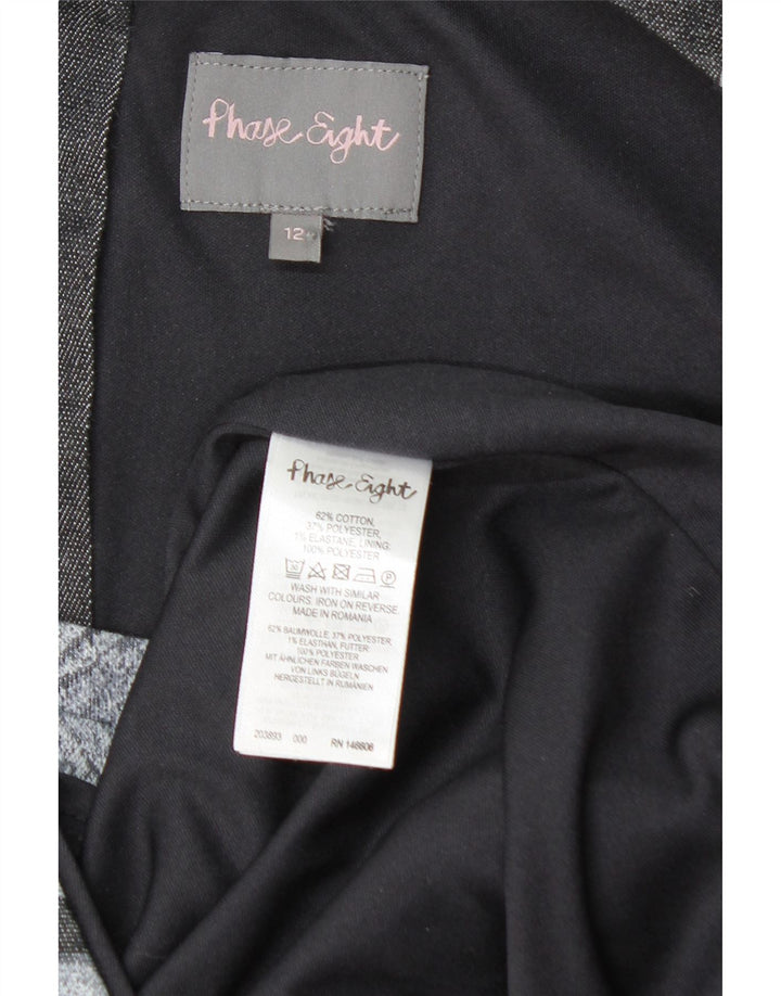 Damska sukienka płaszczowa bez rękawów PHASE EIGHT UK 12, średnioszara, bawełniana w kwiaty