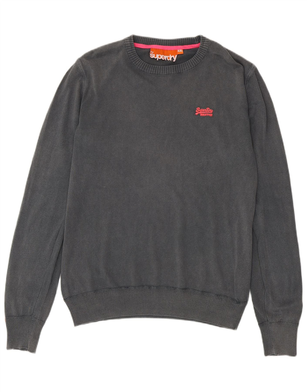 SUPERDRY Męski sweter z okrągłym dekoltem, 2XL, szara bawełna