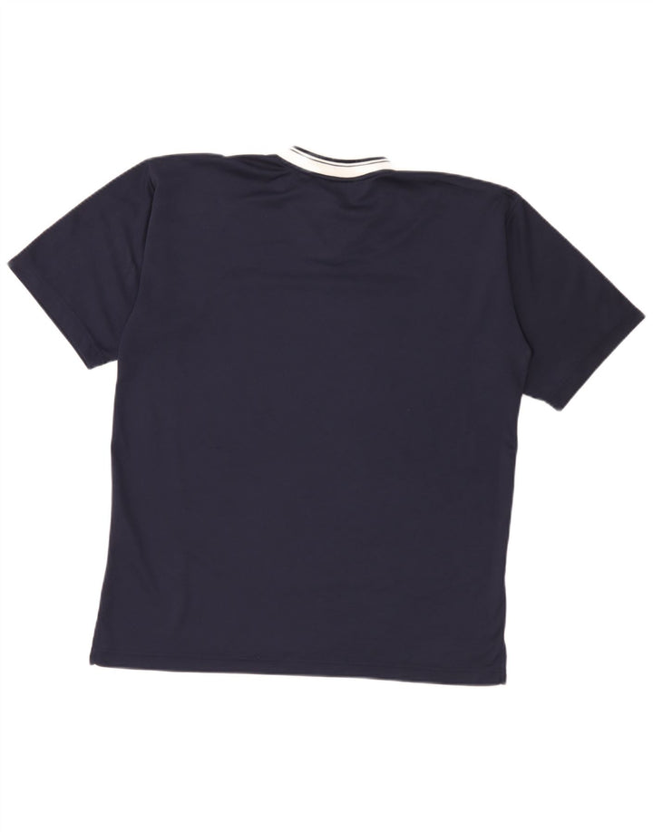 T-shirt męski Fila Top, mały, granatowy, poliester z blokami kolorów