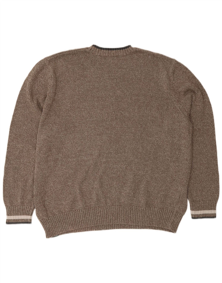 Męski sweter z okrągłym dekoltem Eddie Bauer 2XL, brązowa bawełna