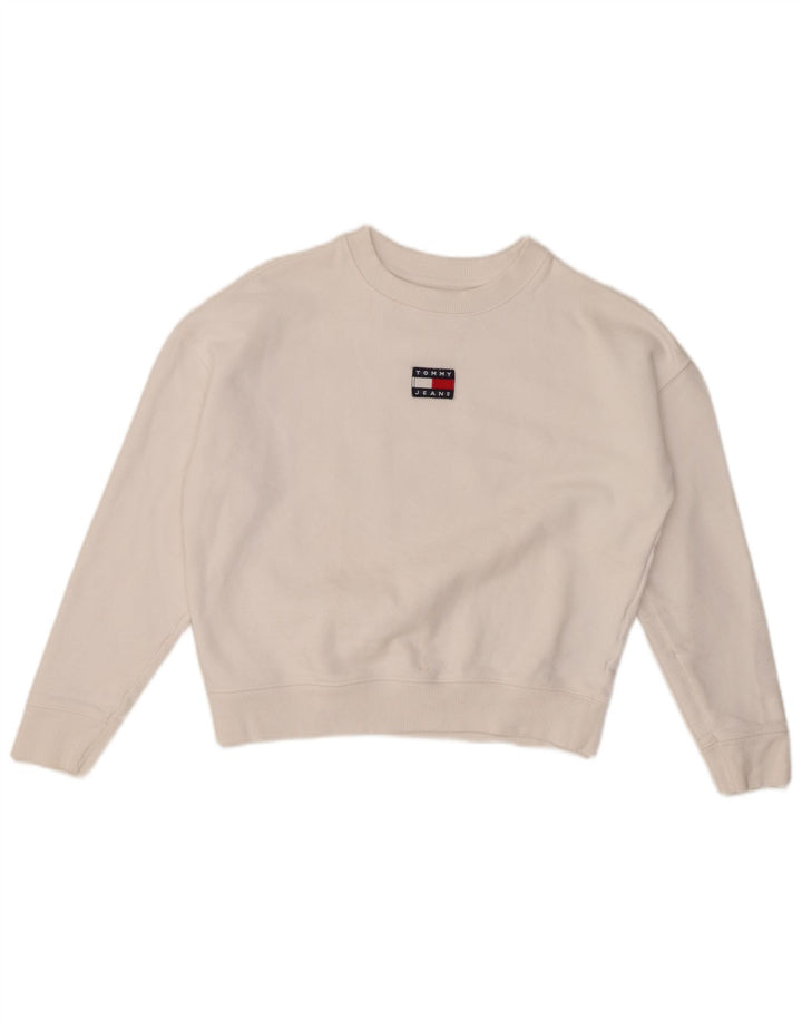 Damski sweter oversize TOMMY HILFIGER Crop UK 6 XS w kolorze białym