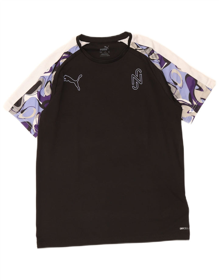 PUMA Boys T-Shirt Top 13-14 Years Black Colourblock Polyester