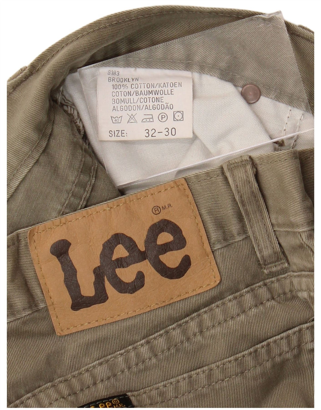 Męskie spodnie codzienne LEE Brooklyn Straight W32 L30, bawełna khaki