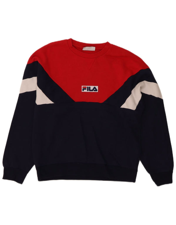 Męska bluza z grafiką Fila XL, granatowa, bawełniana w bloki kolorów