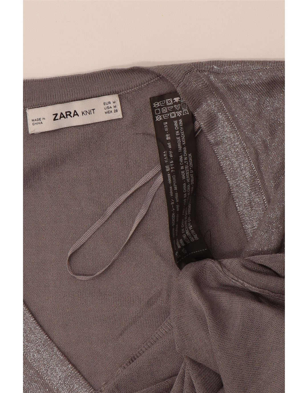ZARA Womens Crop Cardigan Sweater UK 12 Medium Silver Flecked Viscose