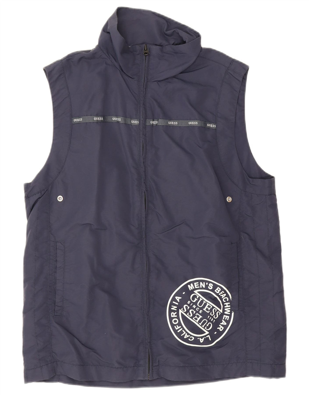 Męska bluza dresowa bez rękawów Guess z grafiką XL, granatowa, poliestrowa