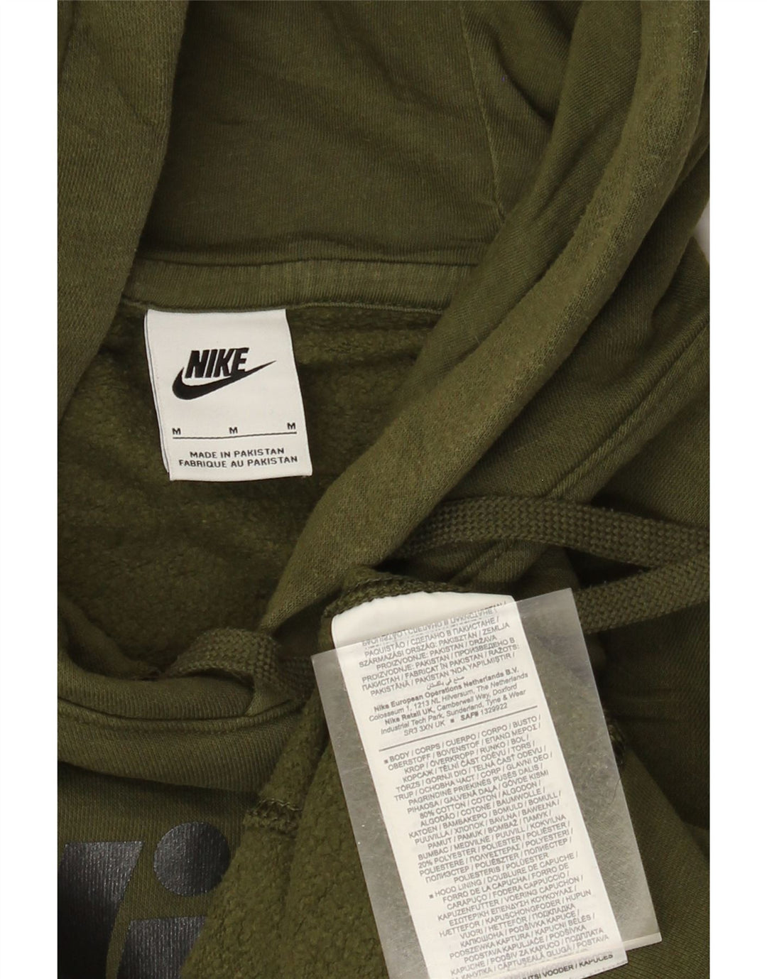 Męski sweter z kapturem Nike z grafiką, średniej wielkości bawełna khaki