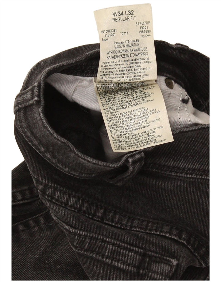 Męskie jeansy Wrangler o prostym kroju W34 L32, szara bawełna
