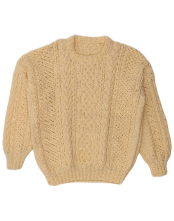 Sweter damski VINTAGE z okrągłym dekoltem UK 14, duży w kolorze złamanej bieli