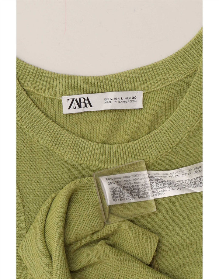 Top damski z kamizelką Zara UK 14 Large, zielony, wiskoza