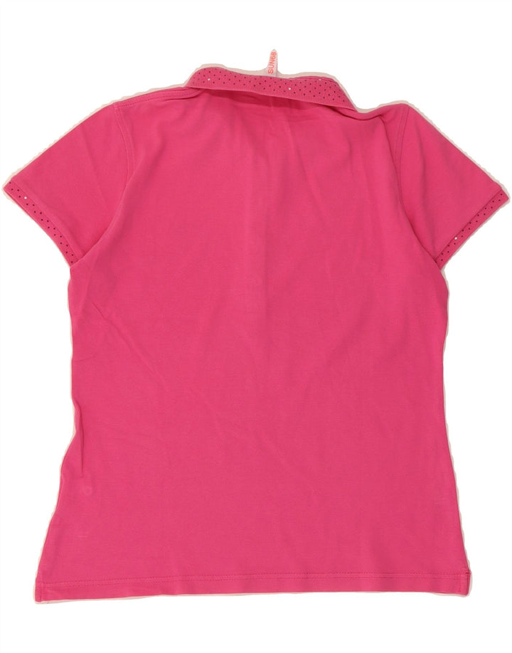 SUN68 Womens Polo Shirt UK 14 Medium Pink Cotton Vintage Sun68 and Second-Hand Sun68 from Messina Hembry 
