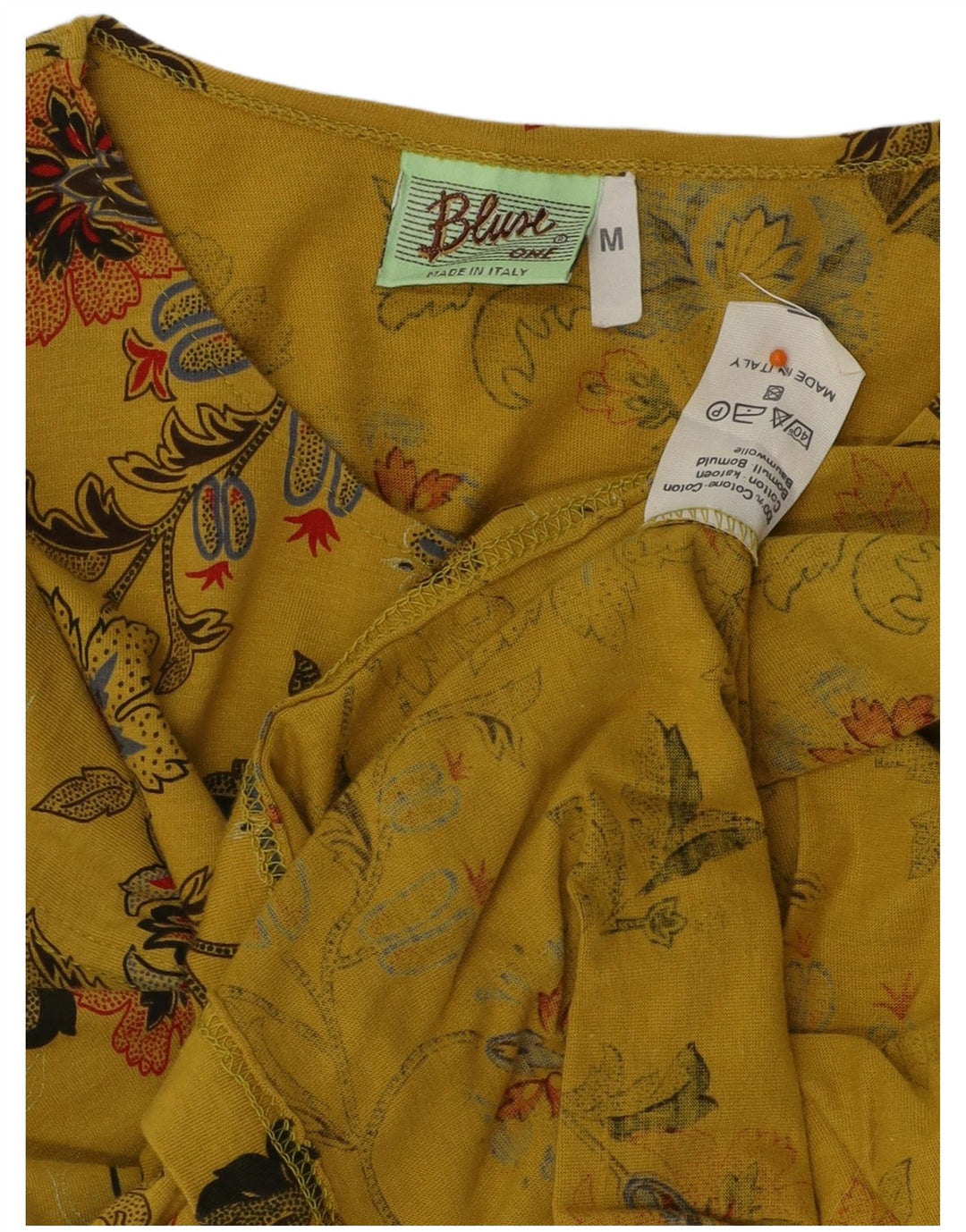 Bluzka damska VINTAGE UK 12 Średnia żółta bawełna w kwiaty