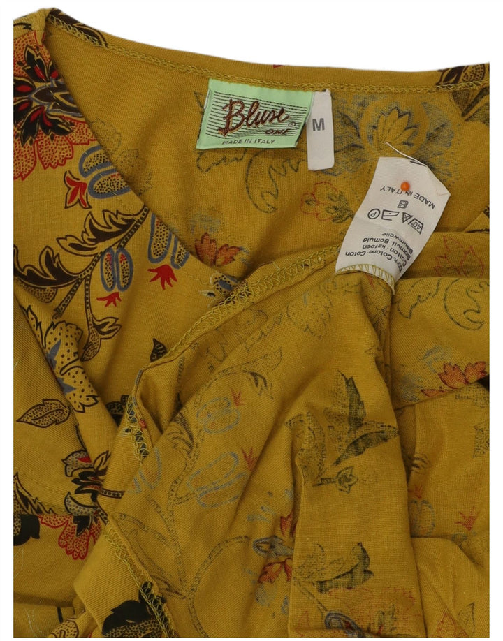 Bluzka damska VINTAGE UK 12 Średnia żółta bawełna w kwiaty