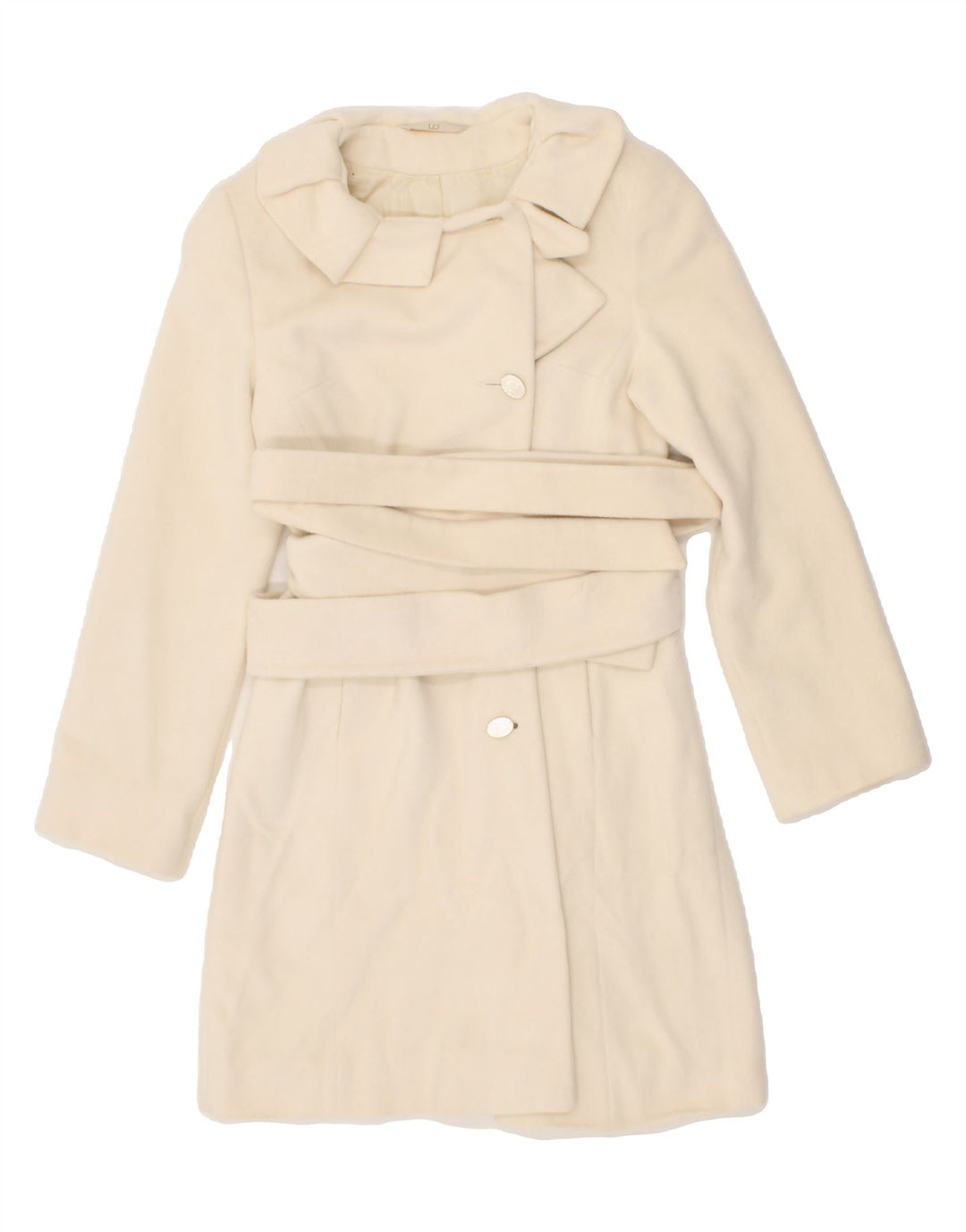 VINTAGE Womens Overcoat UK 10 Small Off White Vintage Vintage and Second-Hand Vintage from Messina Hembry 
