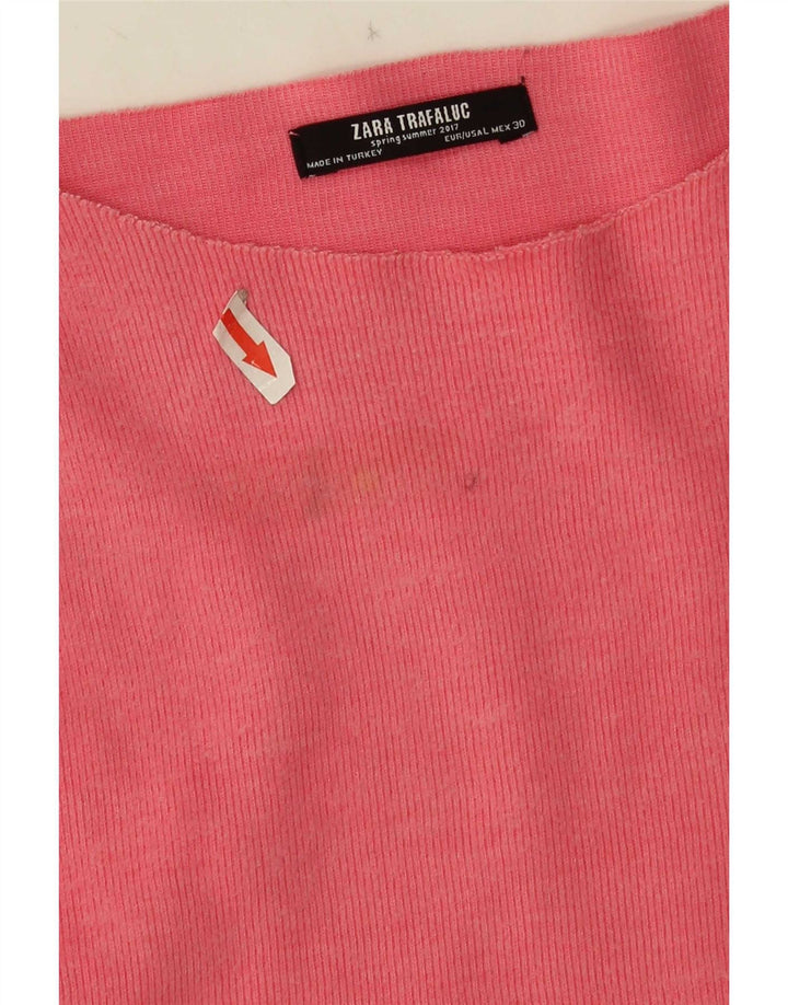 Damski top oversize z długim rękawem Zara UK 16, duży, różowy, bawełniany