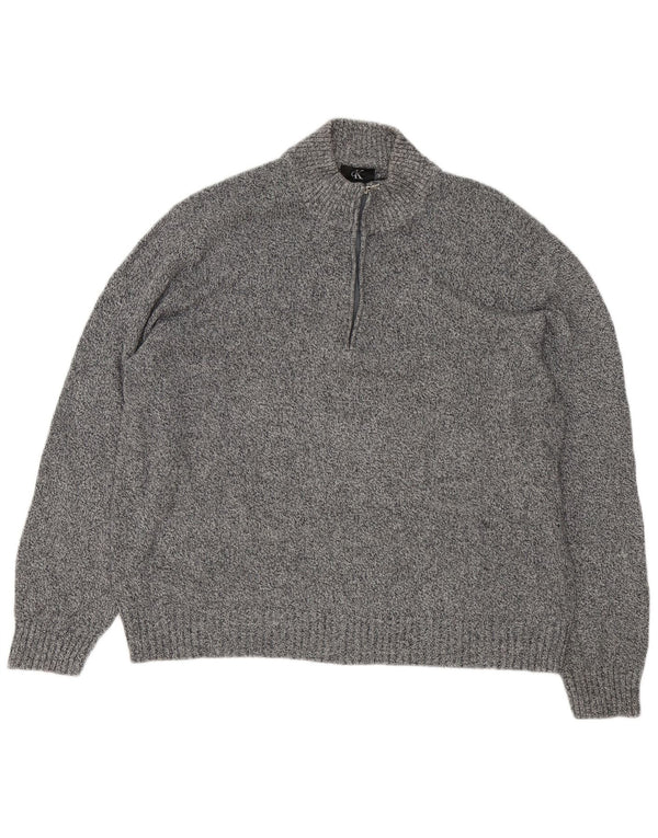 Męski sweter zapinany na zamek Calvin Klein 2XL Szary, bawełniany w plamki