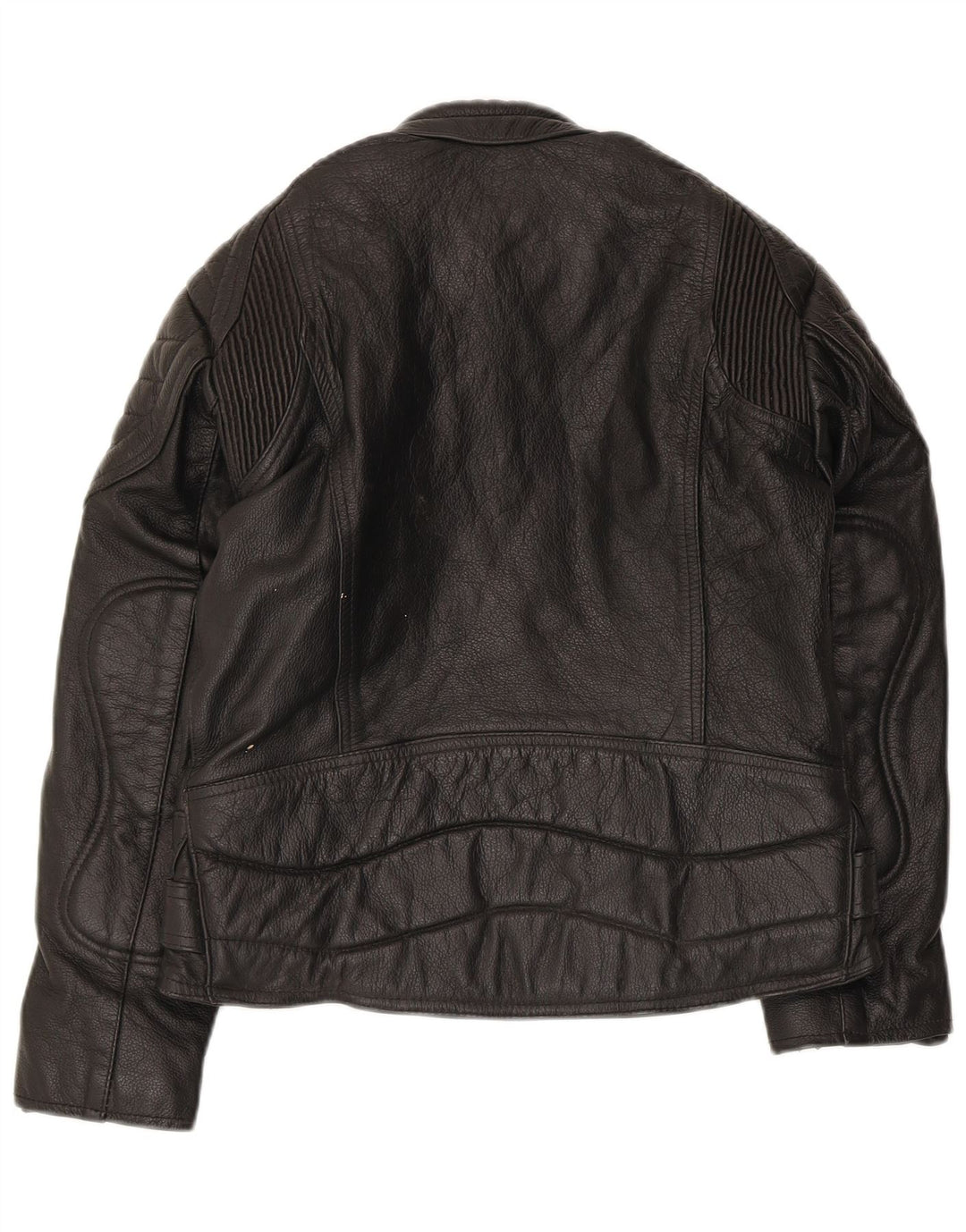 SKINTAN Damska skórzana kurtka racer UK 10, mała czarna skóra