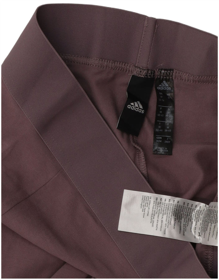 ADIDAS Womens Leggings UK 12/14 Medium Purple Cotton