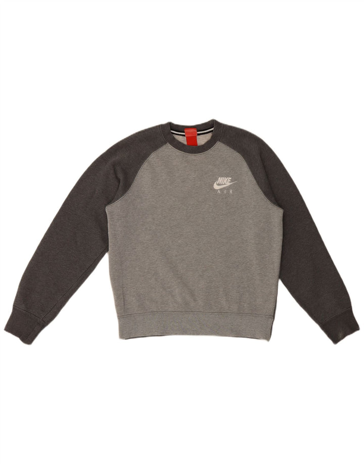 Męska bluza dresowa Nike, mała, szara, z blokami kolorów, bawełniana