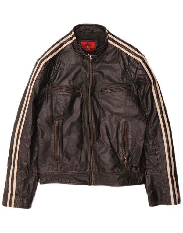 Damska kurtka skórzana Mission Moto Racer UK 40, duża, czarna, skórzana w paski