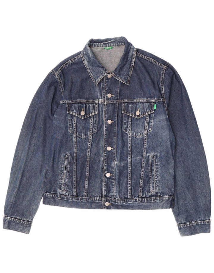 Męska kurtka dżinsowa Benetton UK 42 XL, niebieska, bawełniana