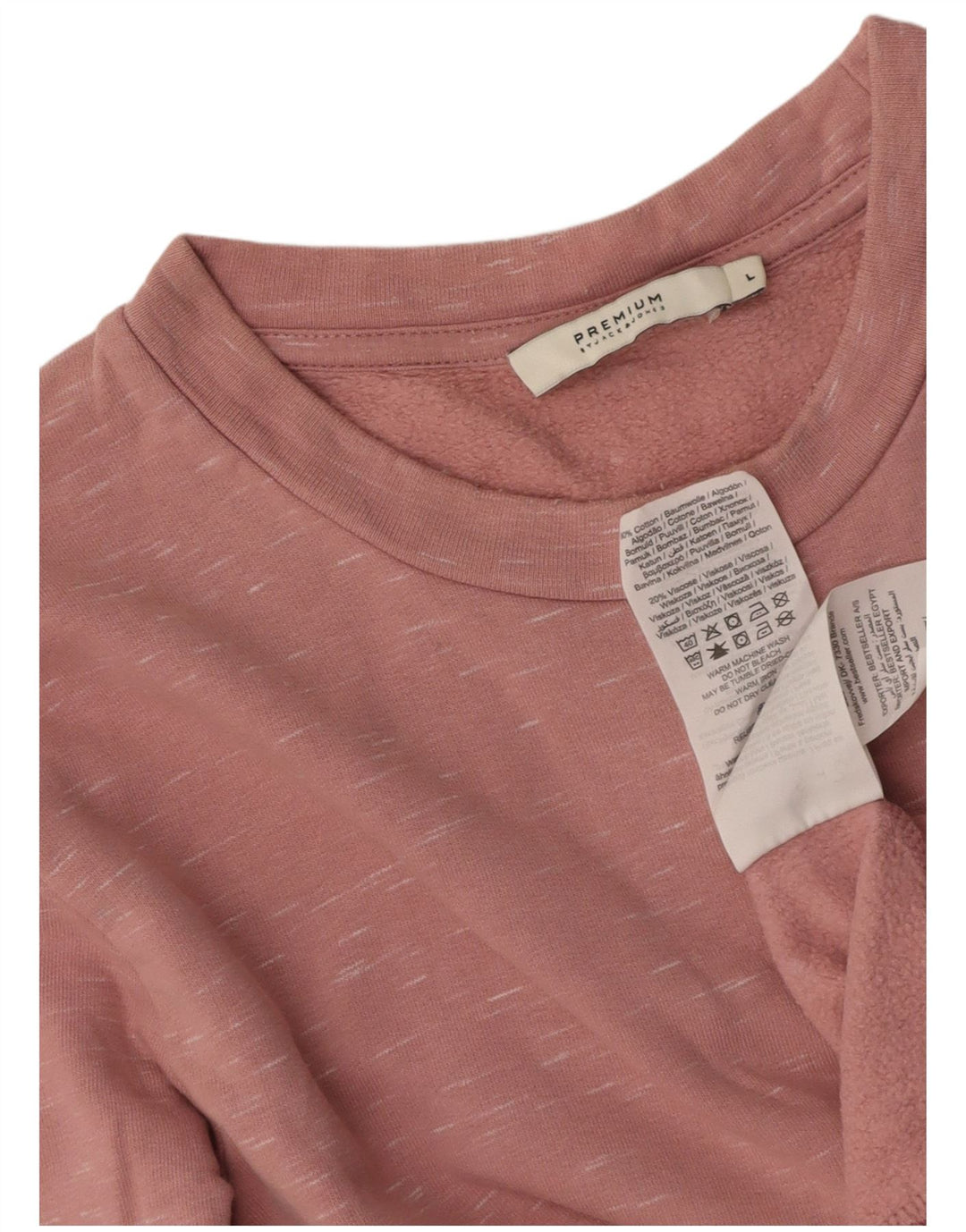 JACK & JONES Mens Sweatshirt Jumper Large Pink Flecked Cotton