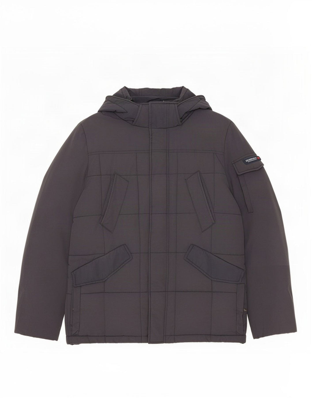 Męska ocieplana kurtka z kapturem Woolrich UK 40, duża, granatowa, nylonowa