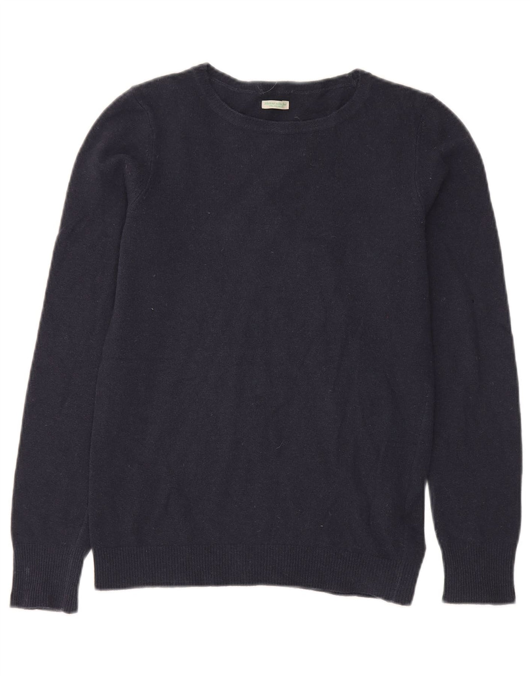 BENETTON Męski sweter z dekoltem w łódkę, mały, granatowy, z dziewiczej wełny
