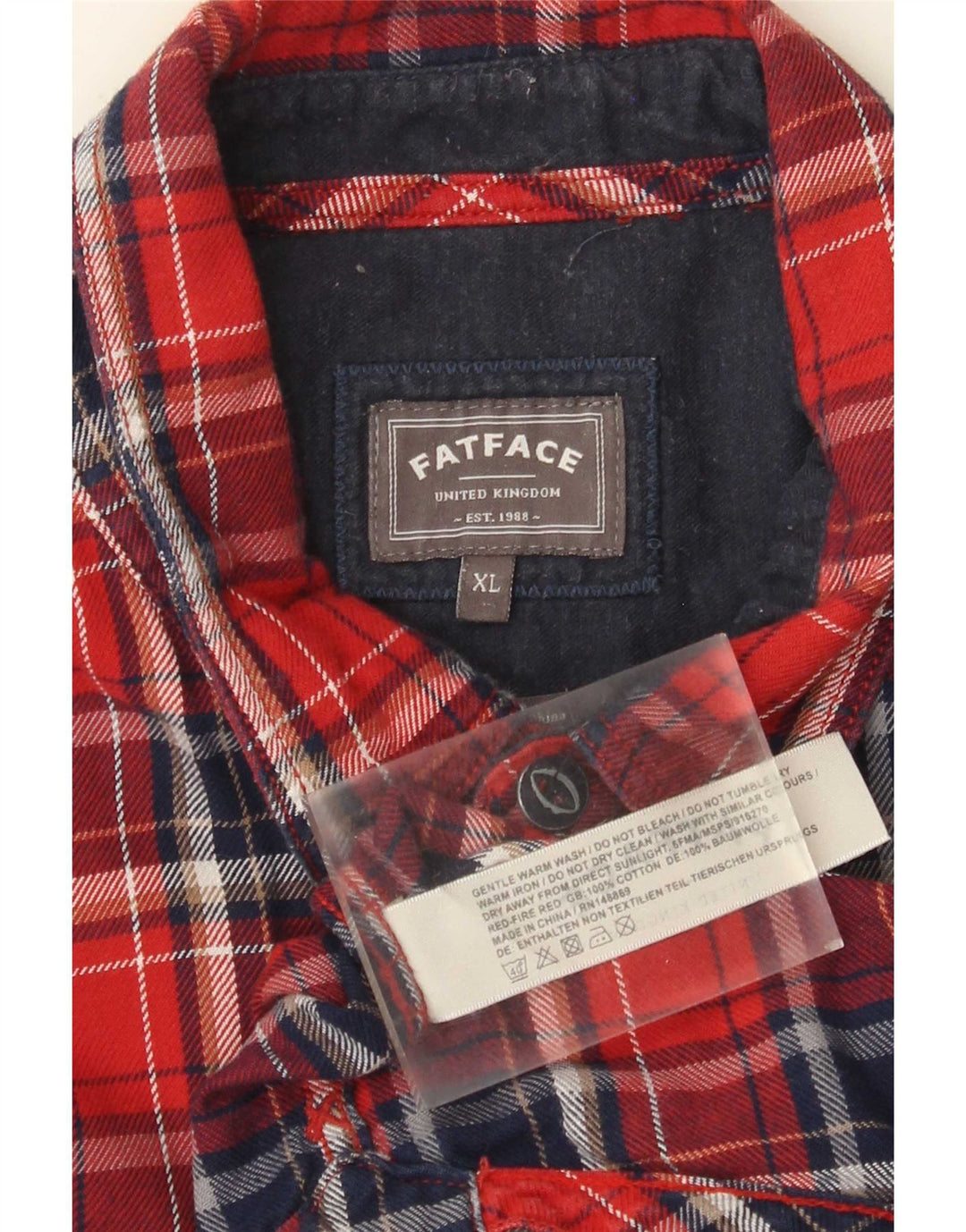 Koszula flanelowa męska Fat Face XL w czerwoną kratę, bawełniana