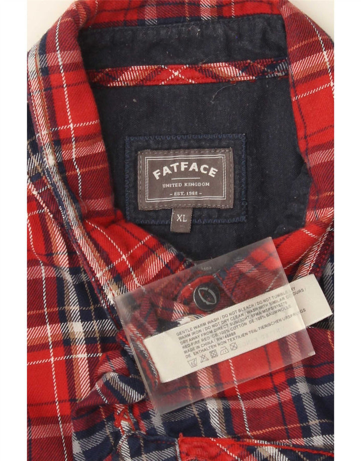 Koszula flanelowa męska Fat Face XL w czerwoną kratę, bawełniana