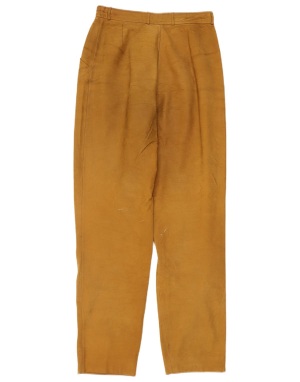 Vintage damskie skórzane spodnie z wysokim stanem IT 42 Medium W26 L30 beżowe
