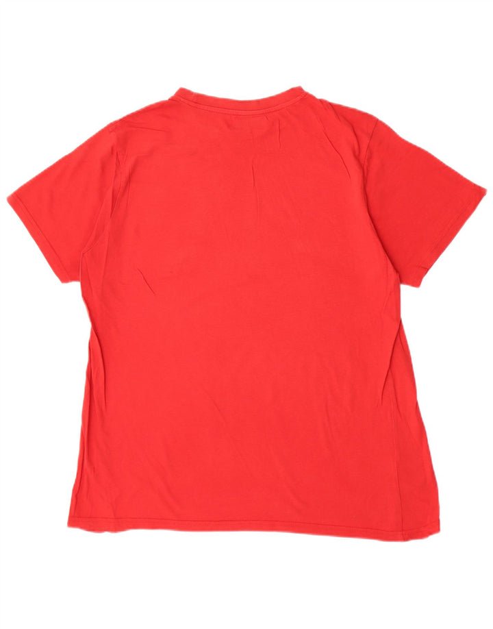 Męski T-shirt z grafiką Kappa, duży, czerwony, bawełniany