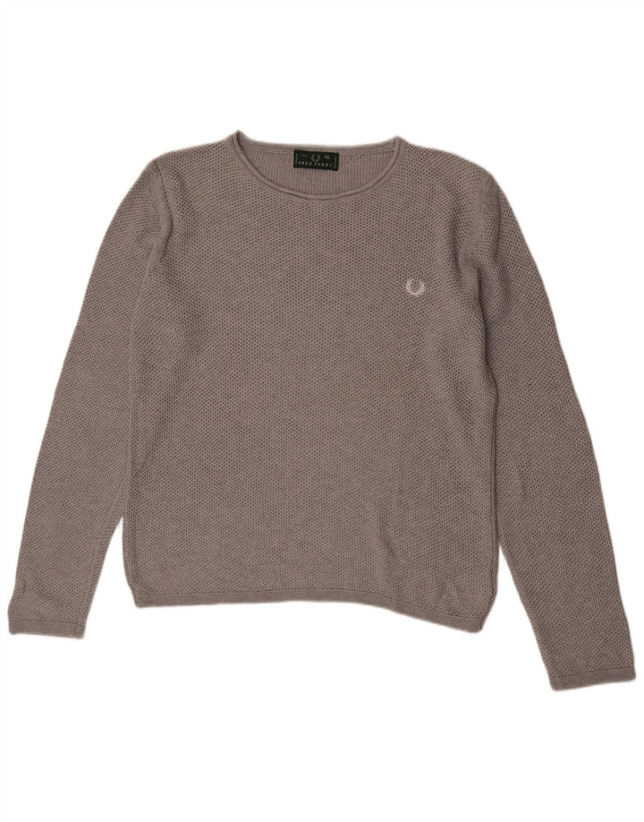 Męski sweter z dekoltem w łódkę Fred Perry XL, szary, bawełniany