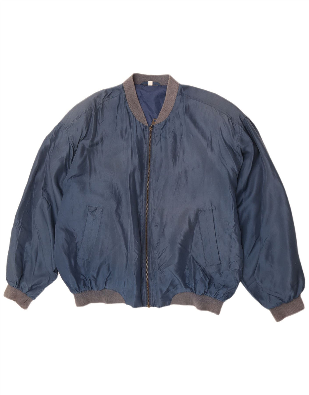 Męska kurtka bomber w stylu vintage UK 42 XL Niebieski jedwab