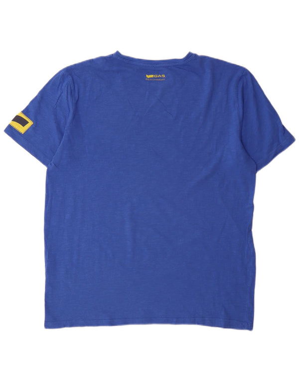 Gas Mens T-Shirt Top 2XL Blue Flecked Cotton