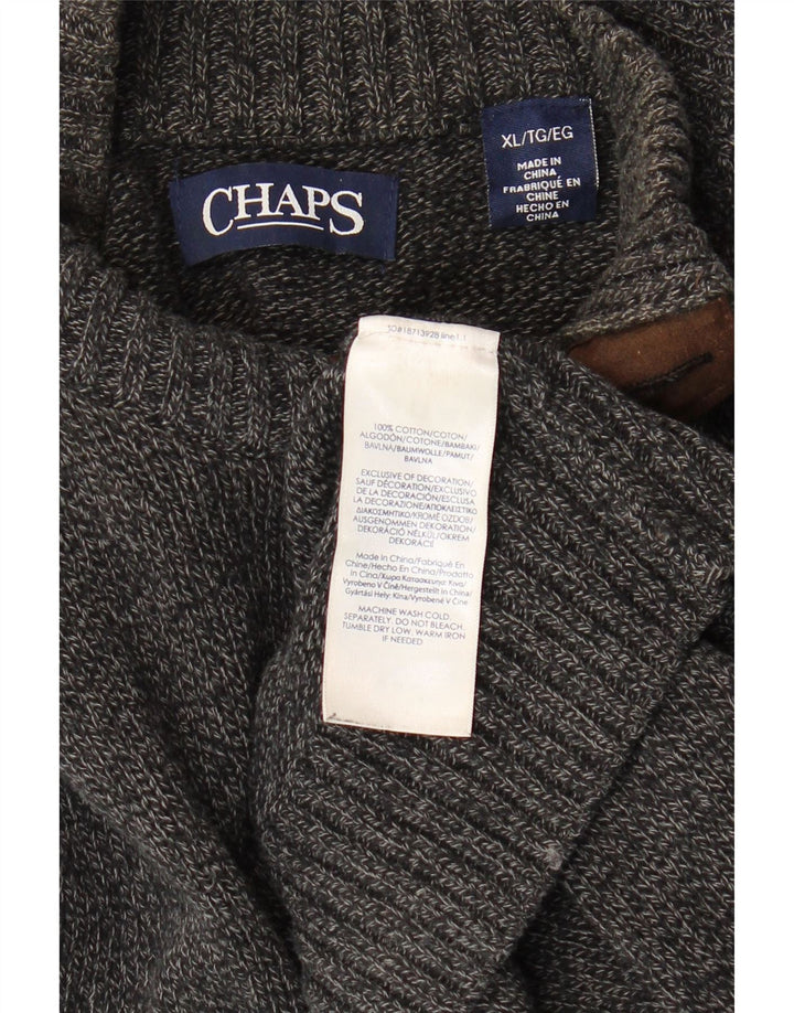 Męski sweter zapinany na guziki CHAPS XL, szara, bawełniana w plamki