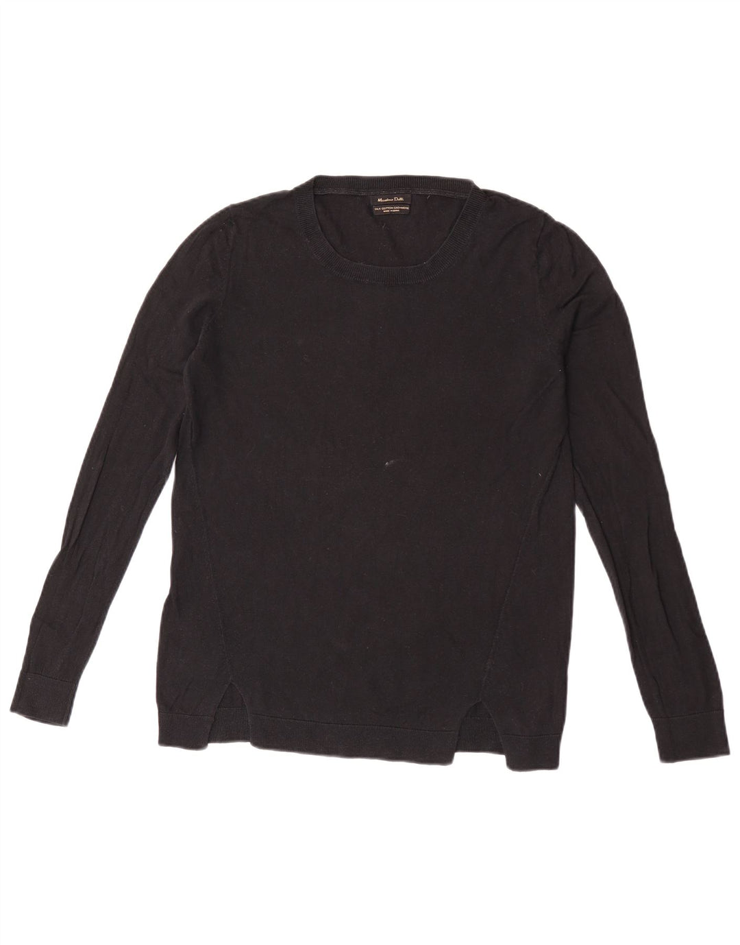 Sweter damski Massimo Dutti z okrągłym dekoltem, UK 14, średni czarny, bawełniany