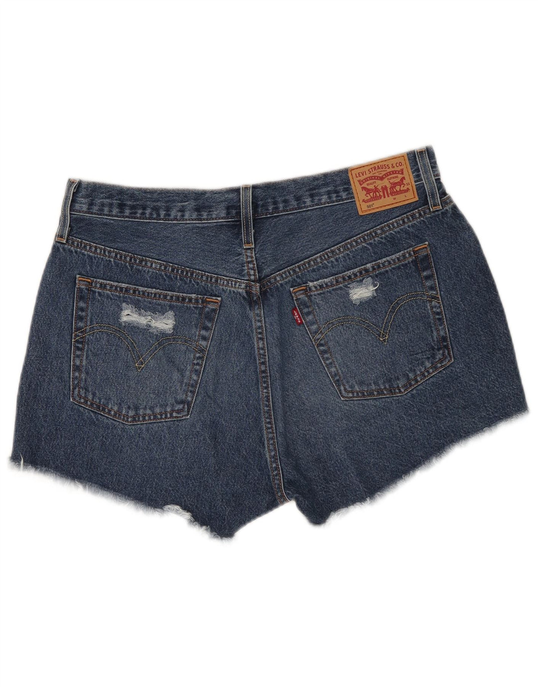 Damskie spodenki jeansowe Levi's 501 w trudnej sytuacji W32, duże, niebieskie, bawełniane