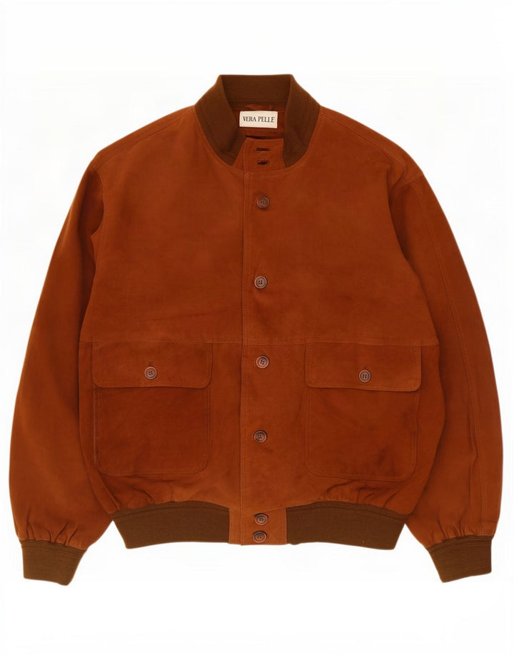 Vintage męska zamszowa kurtka bomber UK 42 XL brązowa skóra