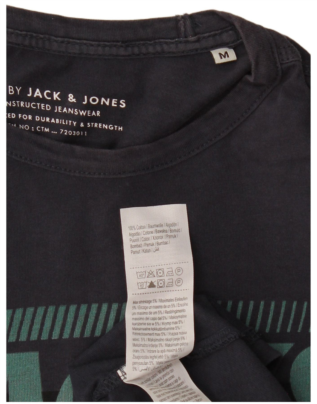 Męska koszulka z grafiką JACK & JONES, średnia, granatowa, bawełniana