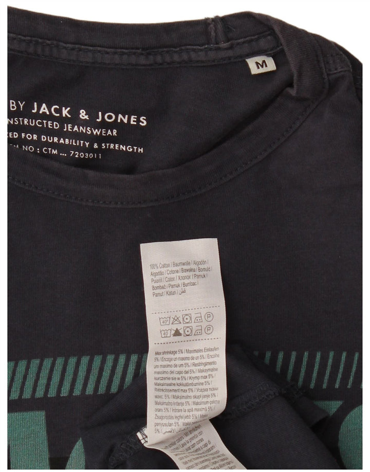 Męska koszulka z grafiką JACK & JONES, średnia, granatowa, bawełniana