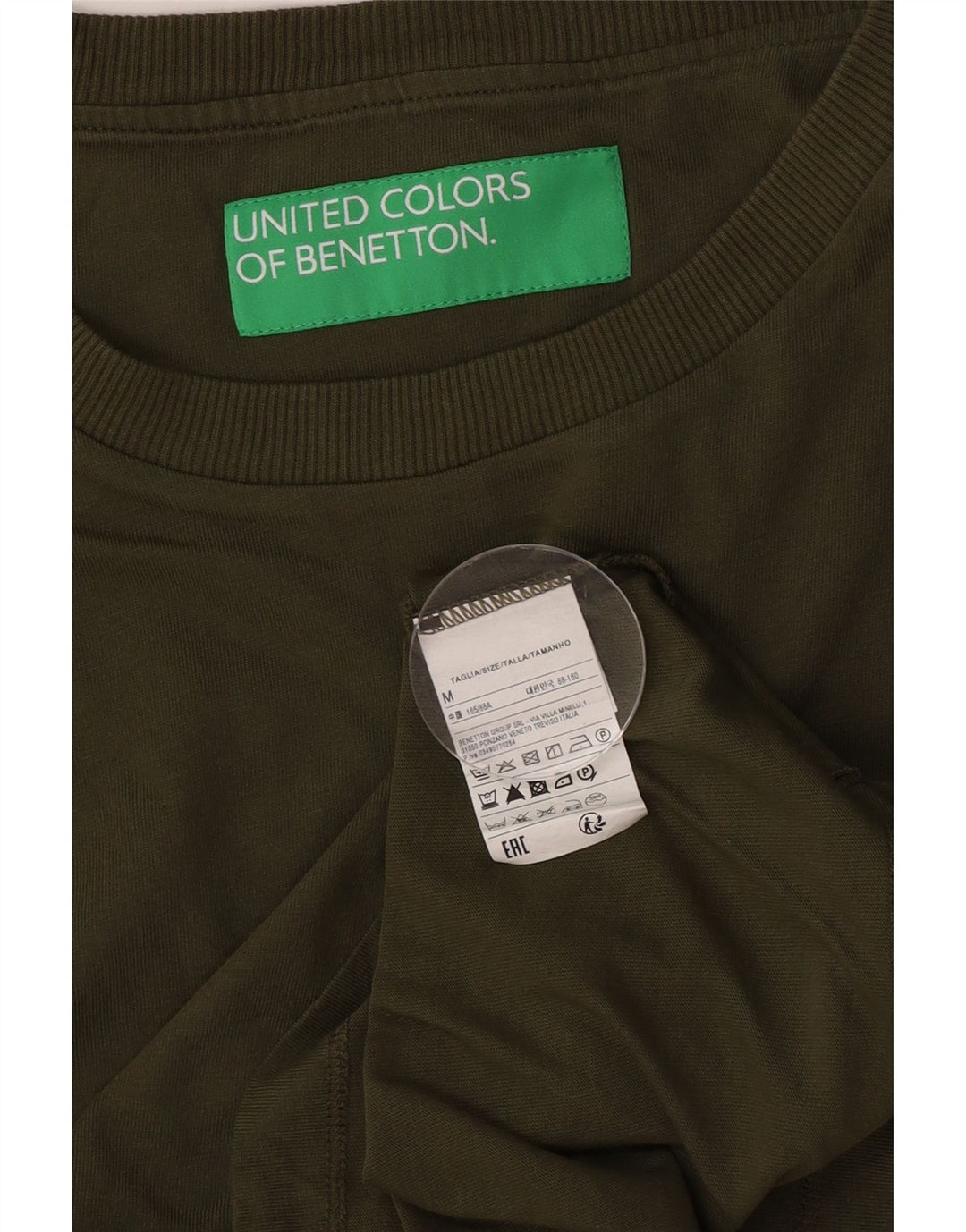 T-shirt damski Benetton Top UK 14, średnia bawełna khaki