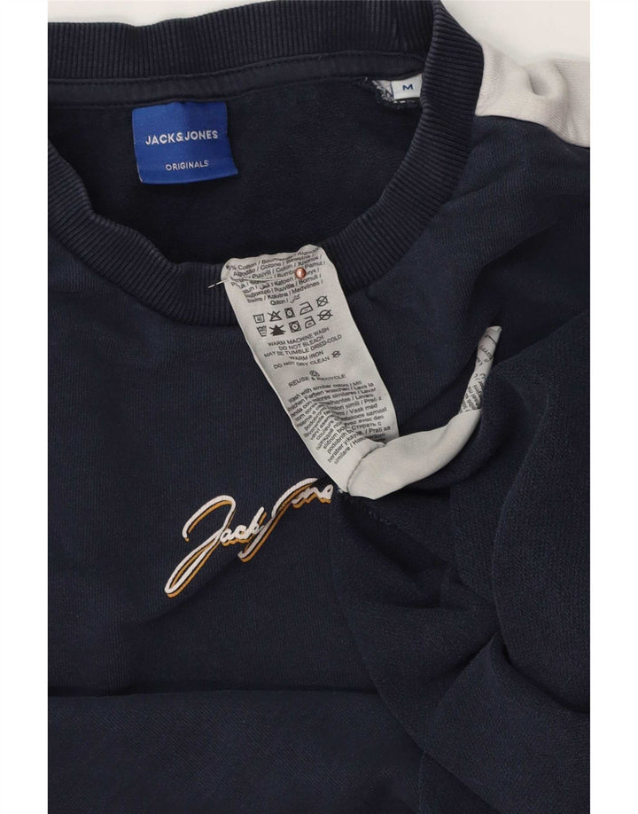 Męska bluza dresowa Jack & Jones, średnia, granatowa, bawełniana w bloki kolorów