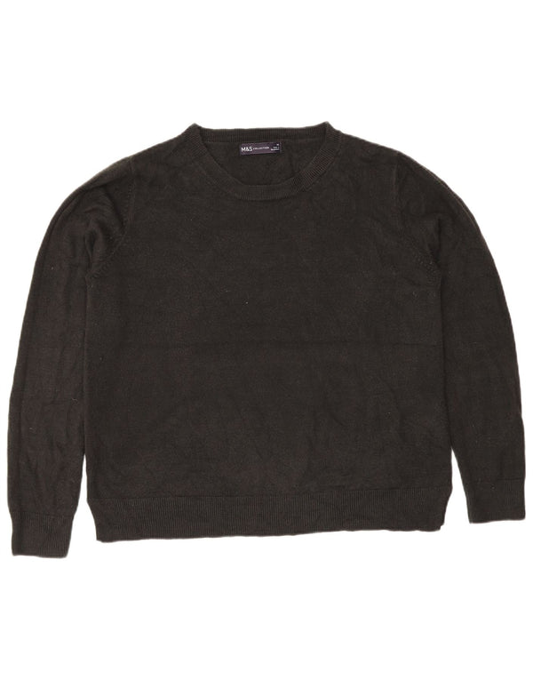 Marks & Spencer Damski sweter z okrągłym dekoltem UK 16, duży, czarny akryl