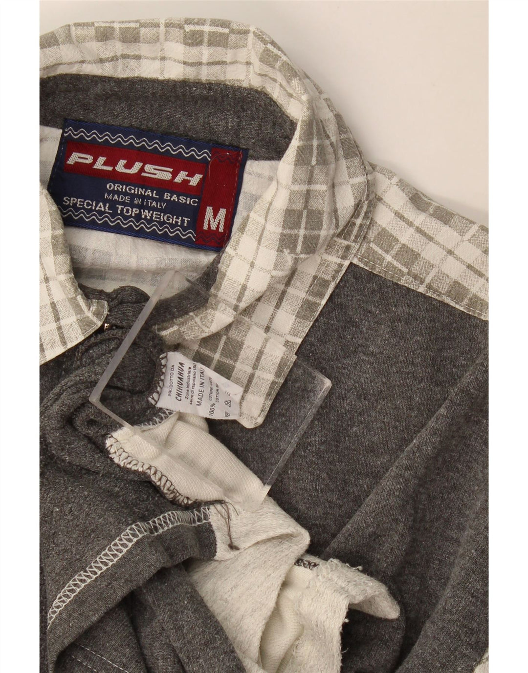 Męska koszula flanelowa w stylu vintage, w średnią szarą kratkę, bawełniana