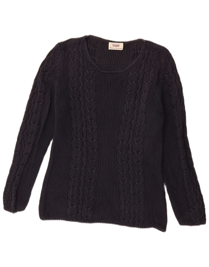 Damski sweter z dekoltem w łódkę SISLEY UK 14 Średni granatowy