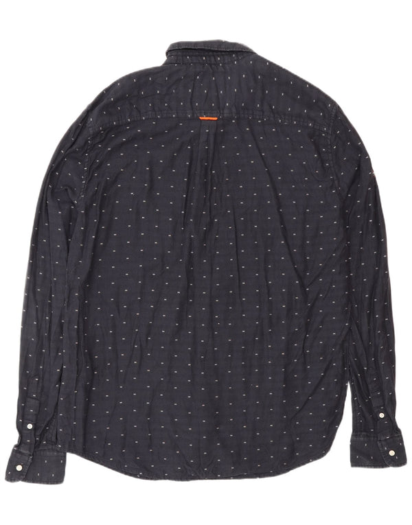 SUPERDRY Męska koszula o regularnym kroju XL, bawełniana w granatowe cętki