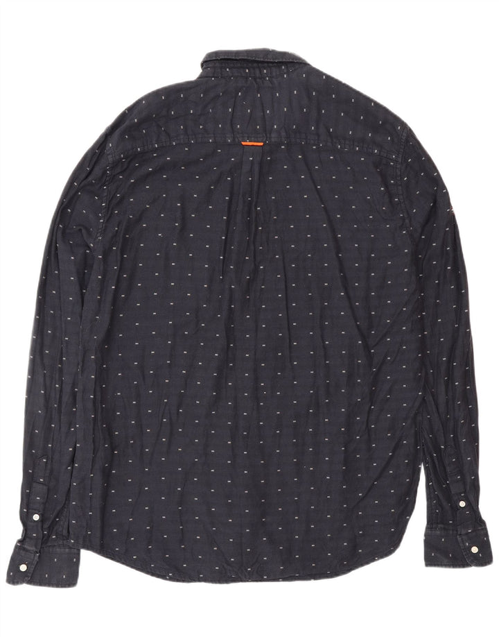 SUPERDRY Męska koszula o regularnym kroju XL, bawełniana w granatowe cętki