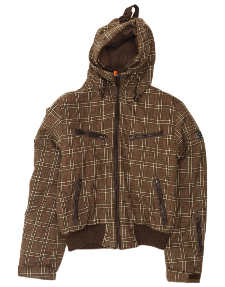 Męska kurtka bomber z kapturem Canadiens UK 38, średni khaki, poliester w kratkę