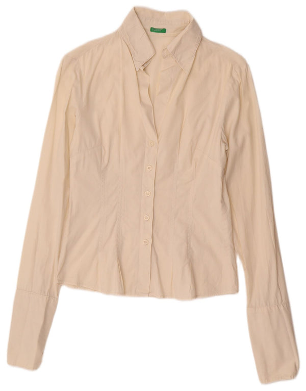 Damska koszula wizytowa Benetton UK 6 XS w kolorze złamanej bieli, bawełniana